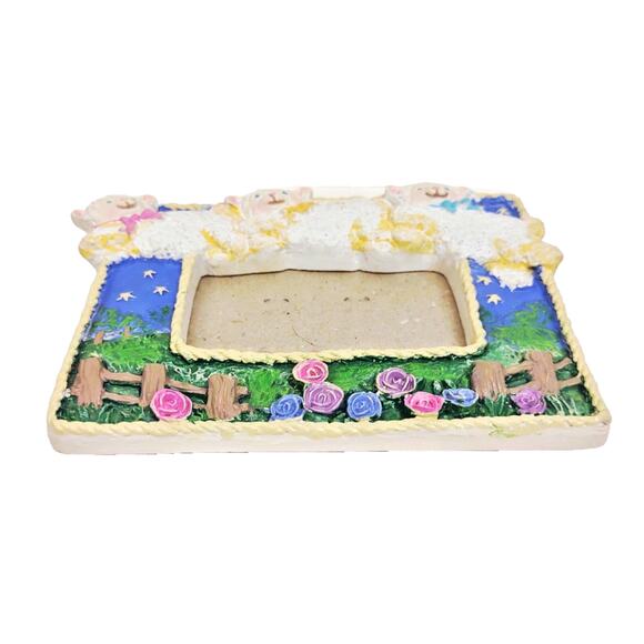 Vintage COUNTING SHEEP Lambs Kids Photo Frame by Figi Graphics Easel Back - Picture 2 of 8